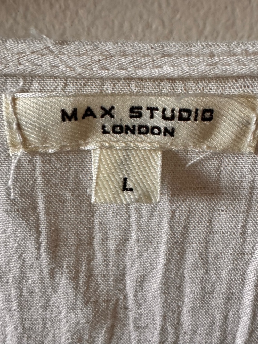 Max Studio Cream Ruffle-Trim V-Neck Blouse - Picture 2 of 4